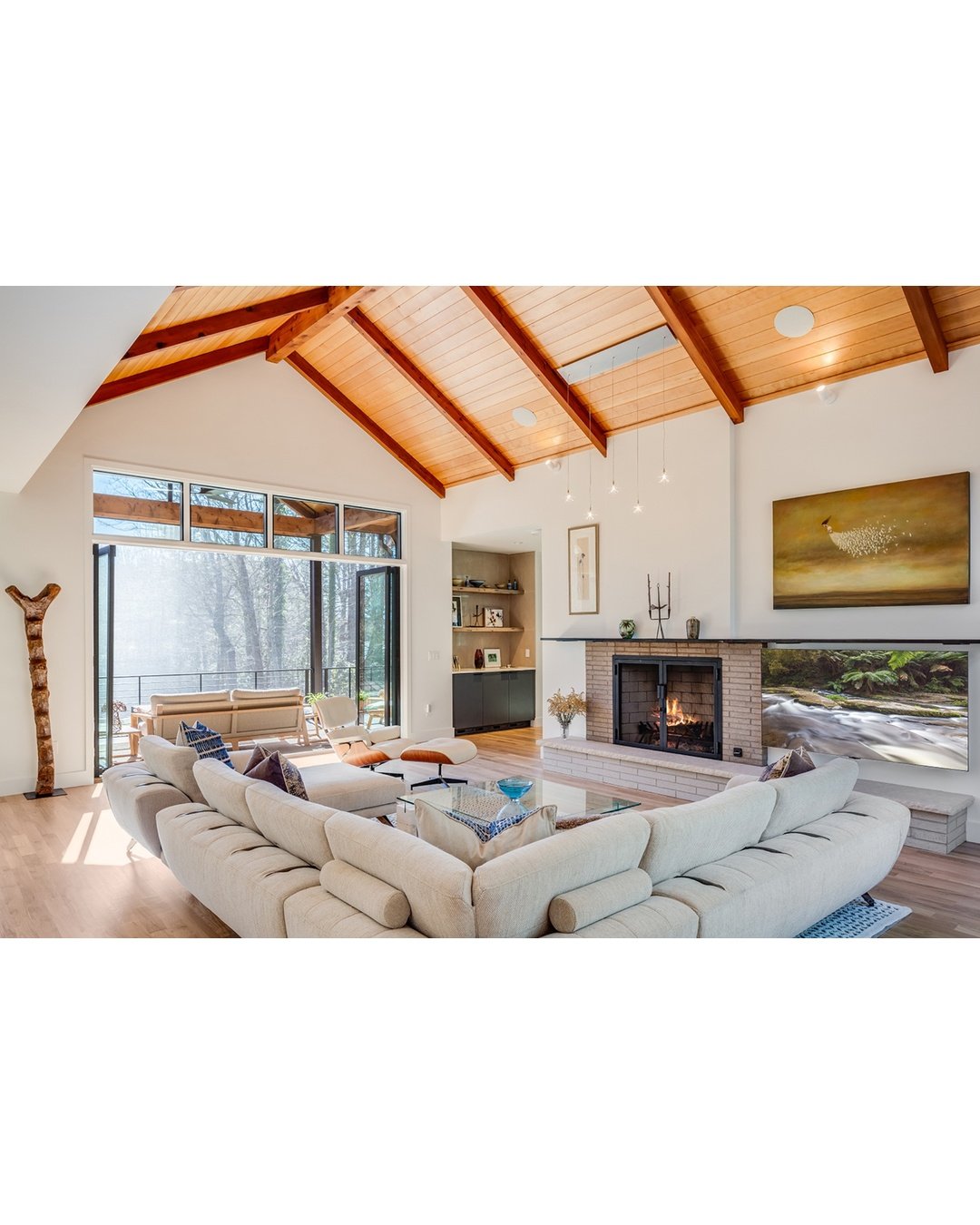 Mountain homes don&rsquo;t have to feel heavy.

For this project, we focused on warm wood, natural light, and materials that echo the landscape outside.

The goal was simple:
Let the mountains and lake be the star and design everything else to suppor