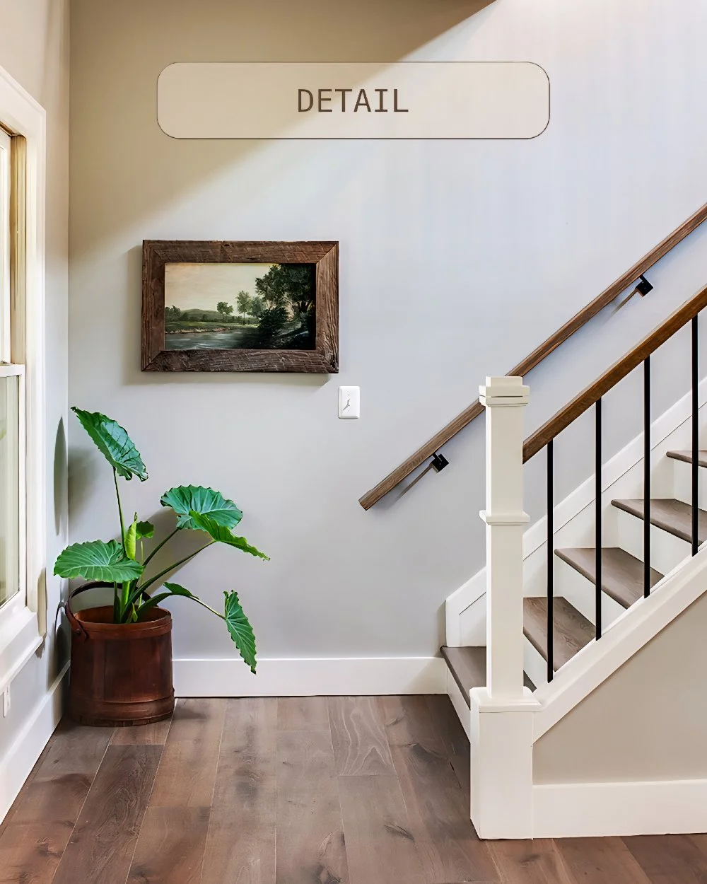 Sometimes the quietest details make the biggest impact.

For this stair, we paired clean lined steel rods with a handcrafted wood handrail designed to match the warmth and tone of the European white oak flooring. The contrast keeps the space feeling 