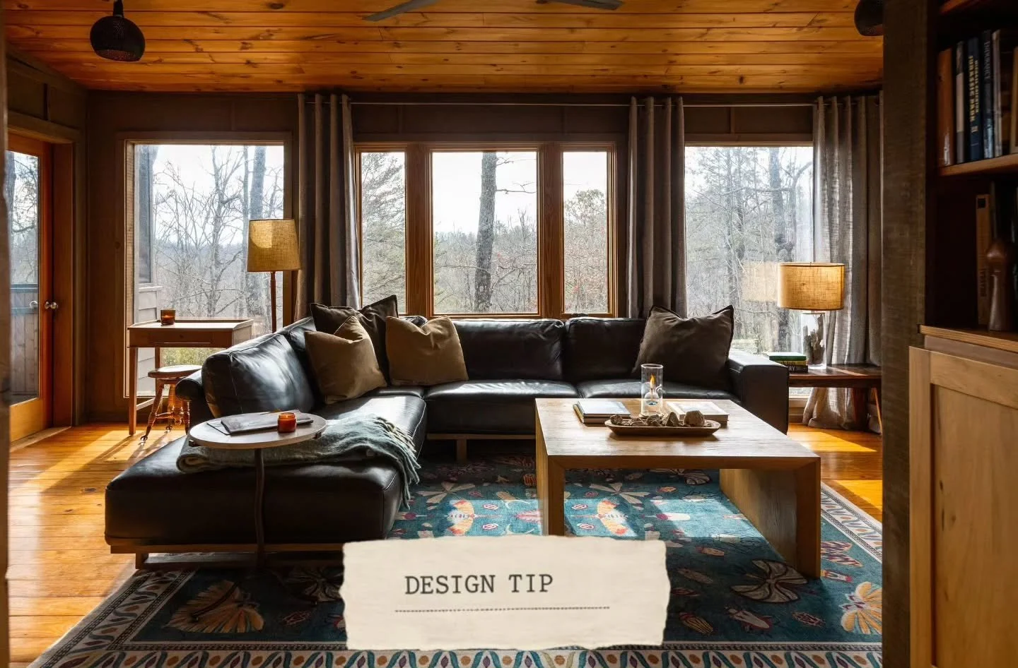 Dark walls. Dark trim. A dark ceiling. And enormous windows everywhere you look.

According to everyone, this room should feel small. Boxed in. Like the walls are closing in on you a little. That's the assumption, right?

Nope. Sometimes dark walls d