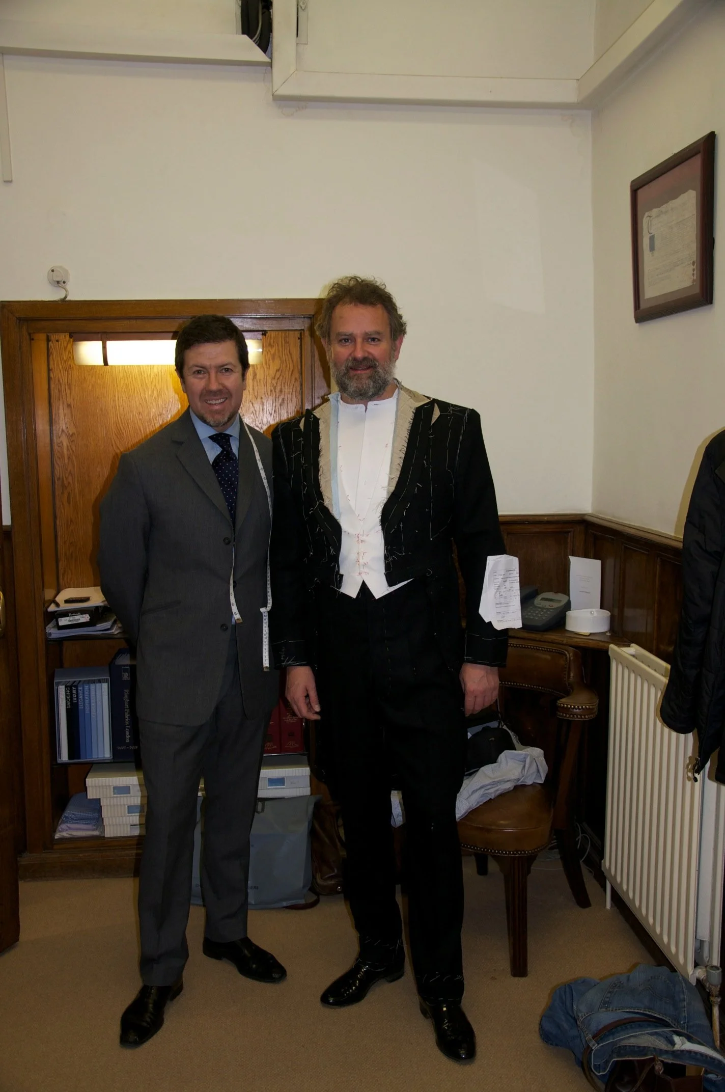 Whilst the senior cutter at Huntsman, David had the pleasure of working closely with the costume designer for Downton Abbey to cut the period White tie and evening tails for the character Lord Grantham played by Hugh Bonneville. The outfit became the