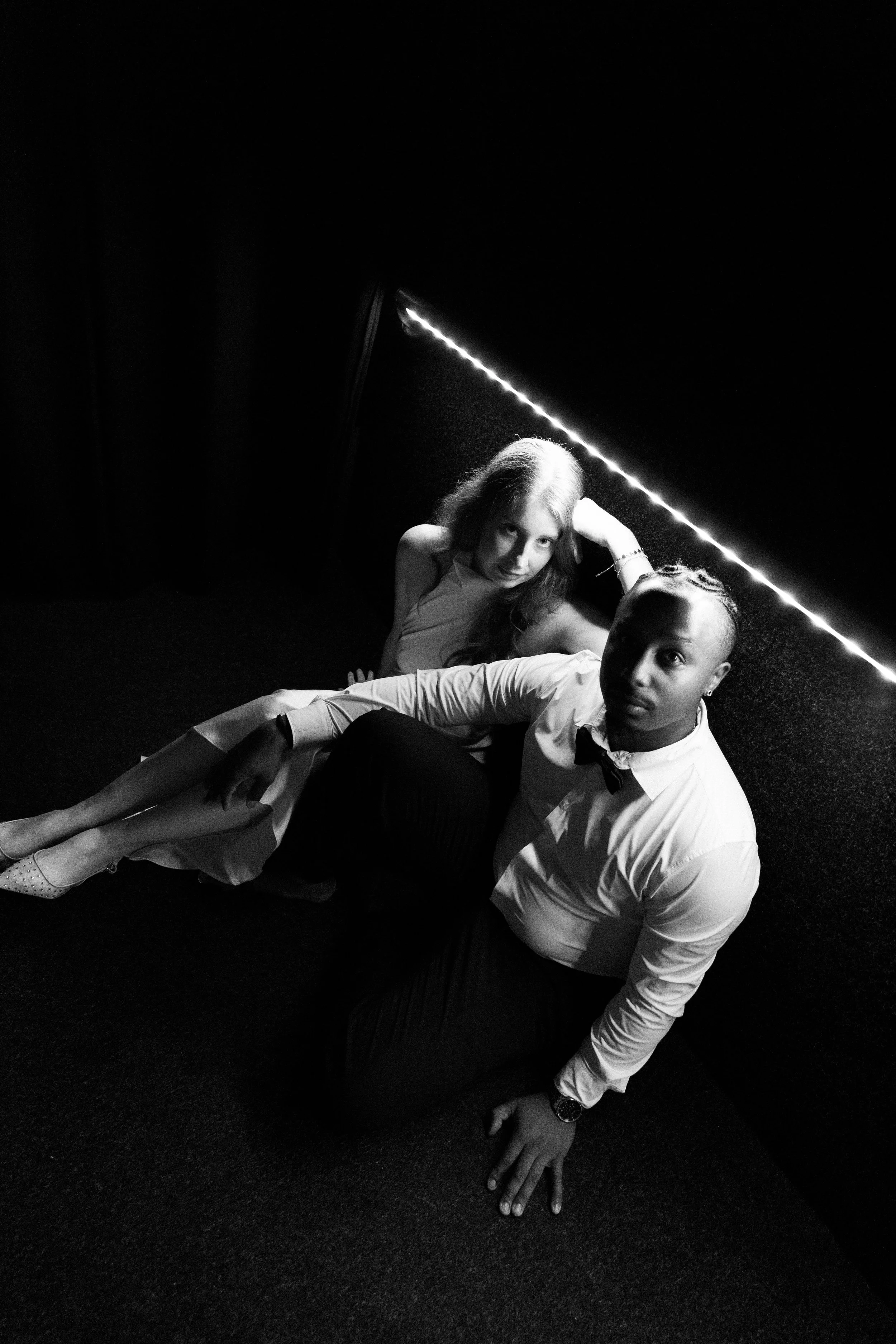 photo en noir et blanc portrait couple cinema