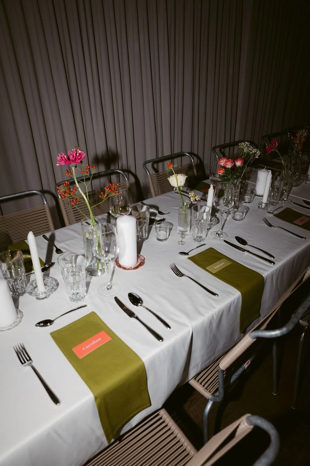 détails de la table de mariage