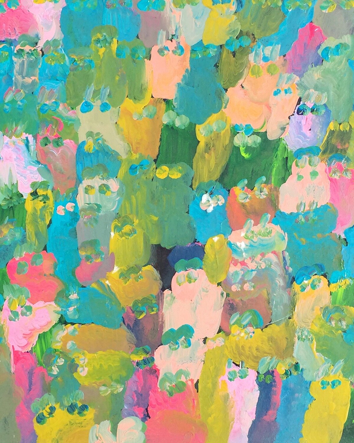 These Spring colors by Kenny Barger are a reminder that brighter days will come 🌸

Kenny often uses acrylic paint in custom colors, which he leaves not fully blended, to create a layered marbled effect. His playful patterns abstract his subjects and