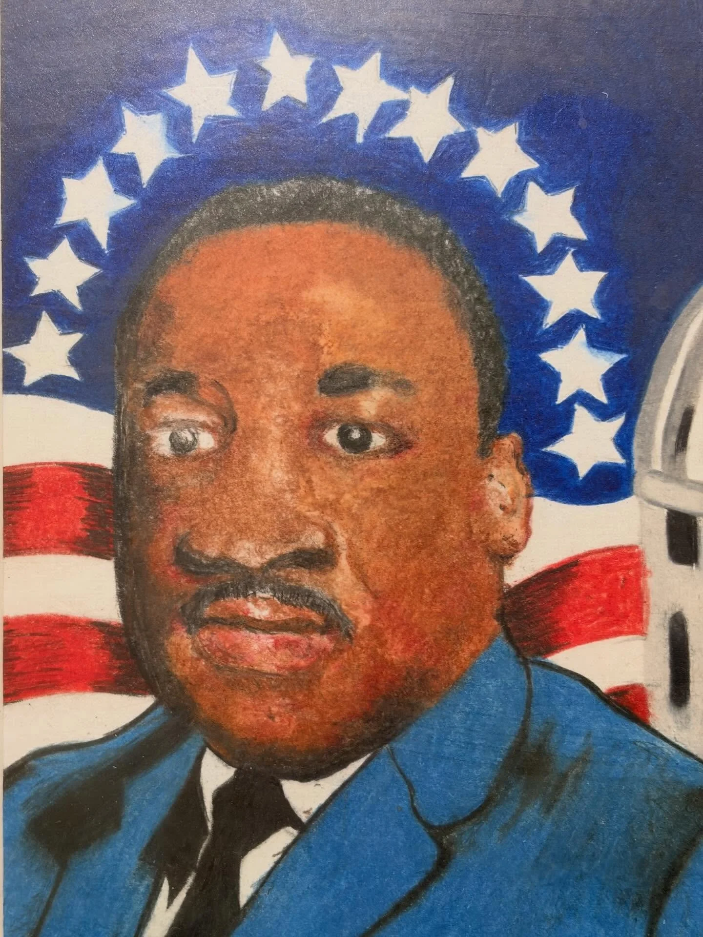 In peace our hearts will sing, thanks to Martin Luther King - Stevie Wonder, &ldquo;Happy Birthday&rdquo;. Hotter than (July 1980)
Martin Luther King and Obama, by Michael Reynolds, 2018 colored pencil portrait on 16&rdquo;x20&rdquo; paper
V+V studio