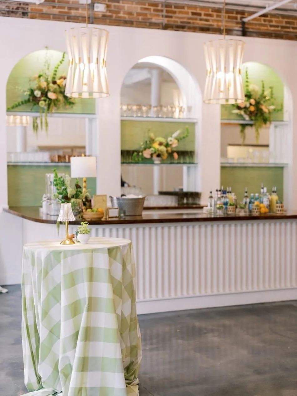 Our iconic statement bar is one of the best features to customize. Add wallpaper, florals, decor, custom signage, or add signature cocktails. We offer a variety of bar packages and fun drink options to elevate your event and create an unforgettable e