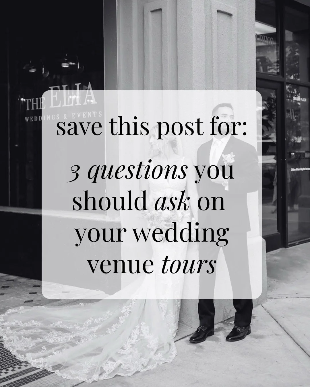 Save this post for when you tour your wedding venues 

These 3 questions are so important to fully understand what&rsquo;s included in the price you&rsquo;re investing in, how the venue team will support you throughout the planning process as well as