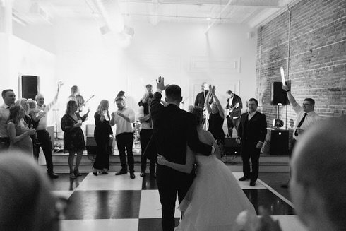 Dancing in black &amp; white just hits different! 

We love seeing the dance floor set up by the stage with your entertainment front and center. It creates such a fun atmosphere where everyone can dance along and sing along all night long!

One of th