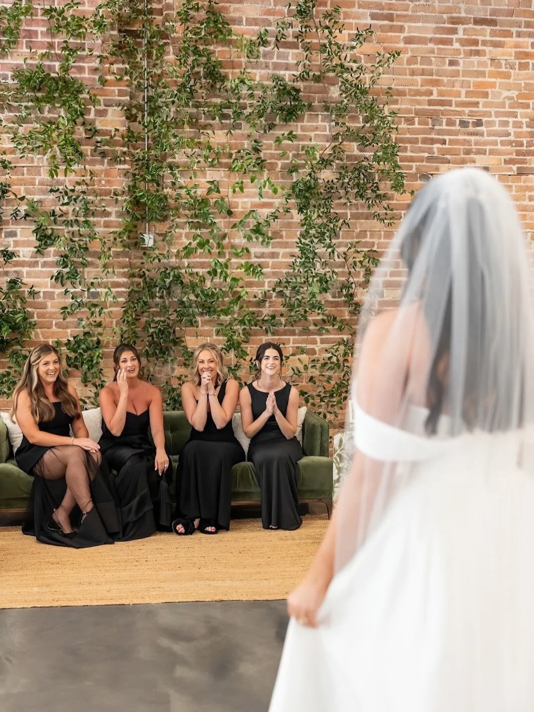 A first look with your girls is one of those moments you&rsquo;ll never forget!

Not only is a greenery wall the perfect backdrop for these special memories, but it&rsquo;s also one of our favorite design elements to incorporate into a wedding day. I