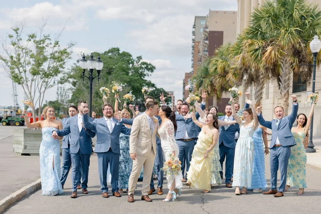 Destination wedding party celebrate in Wilmington NC