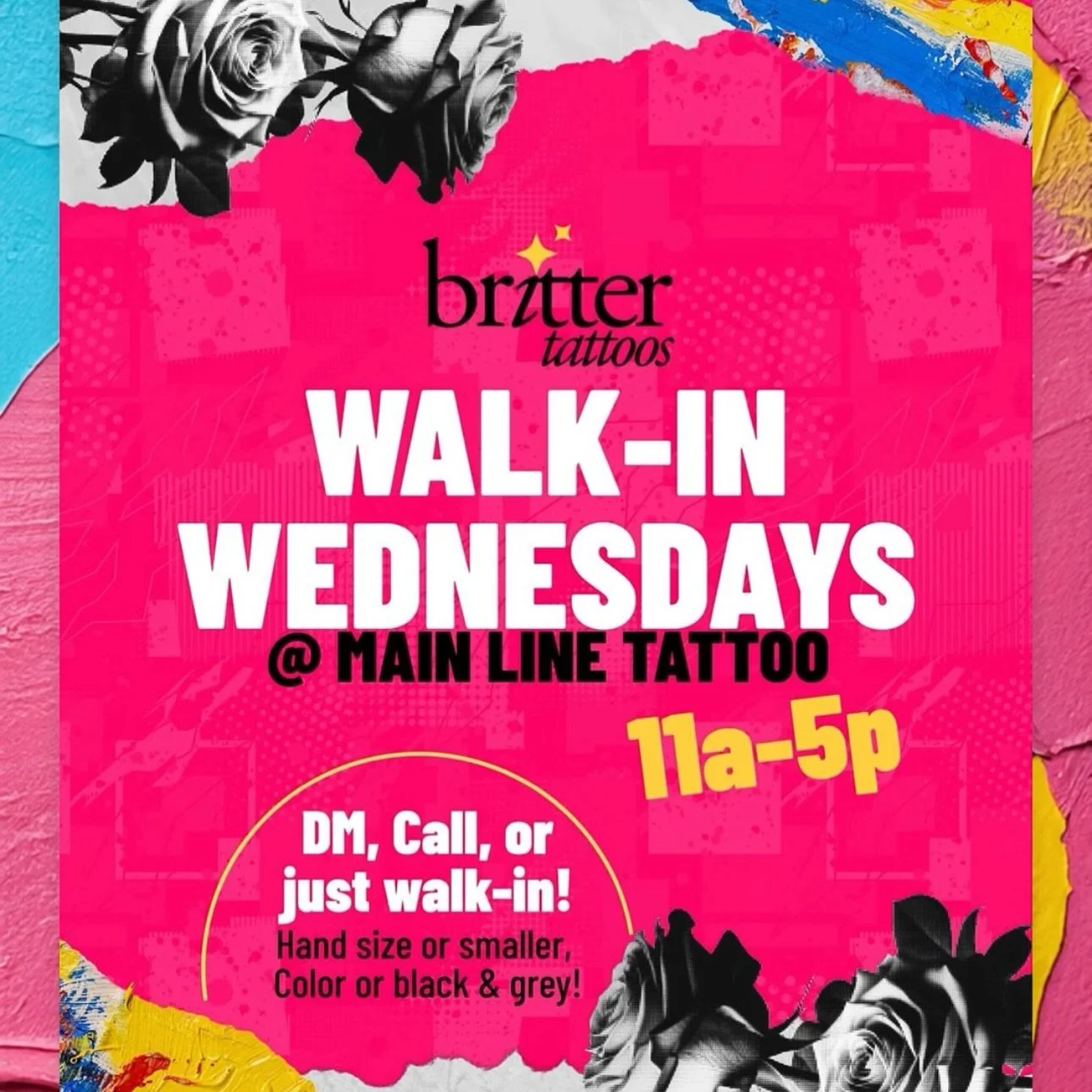 Tomorrow&rsquo;s the day &mdash; Walk-In Wednesday with @britter_tattoos!
No appointment needed, just call or stop by to grab a spot and get tattooed!