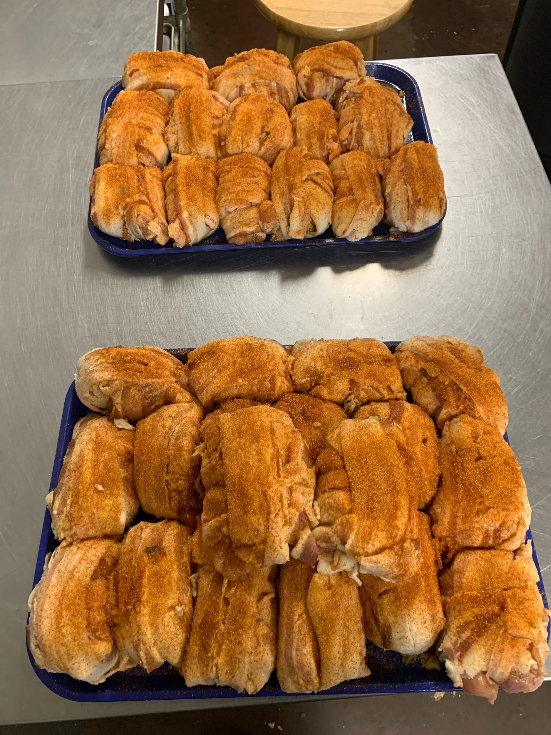 BACON WRAPPED STUFFED BONELESS CHICKEN THIGHS