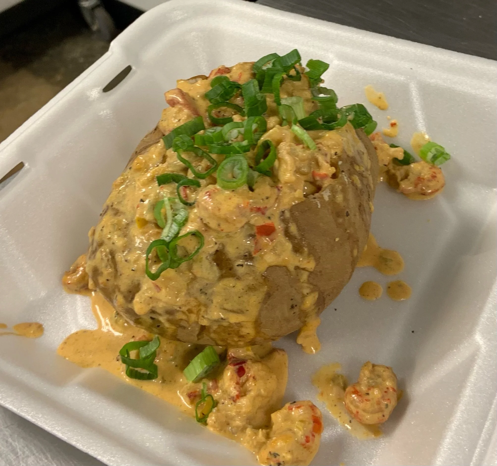Crawfish cream sauce baked potato 