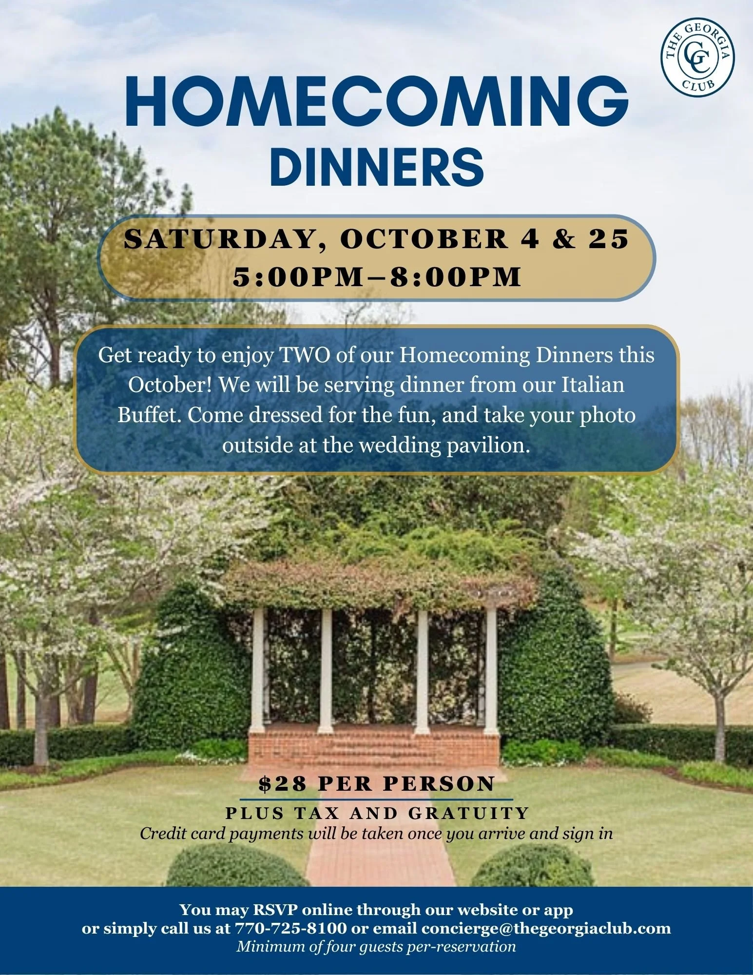 The Georgia Club Members Only Event | Homecoming Dinner at the Club
