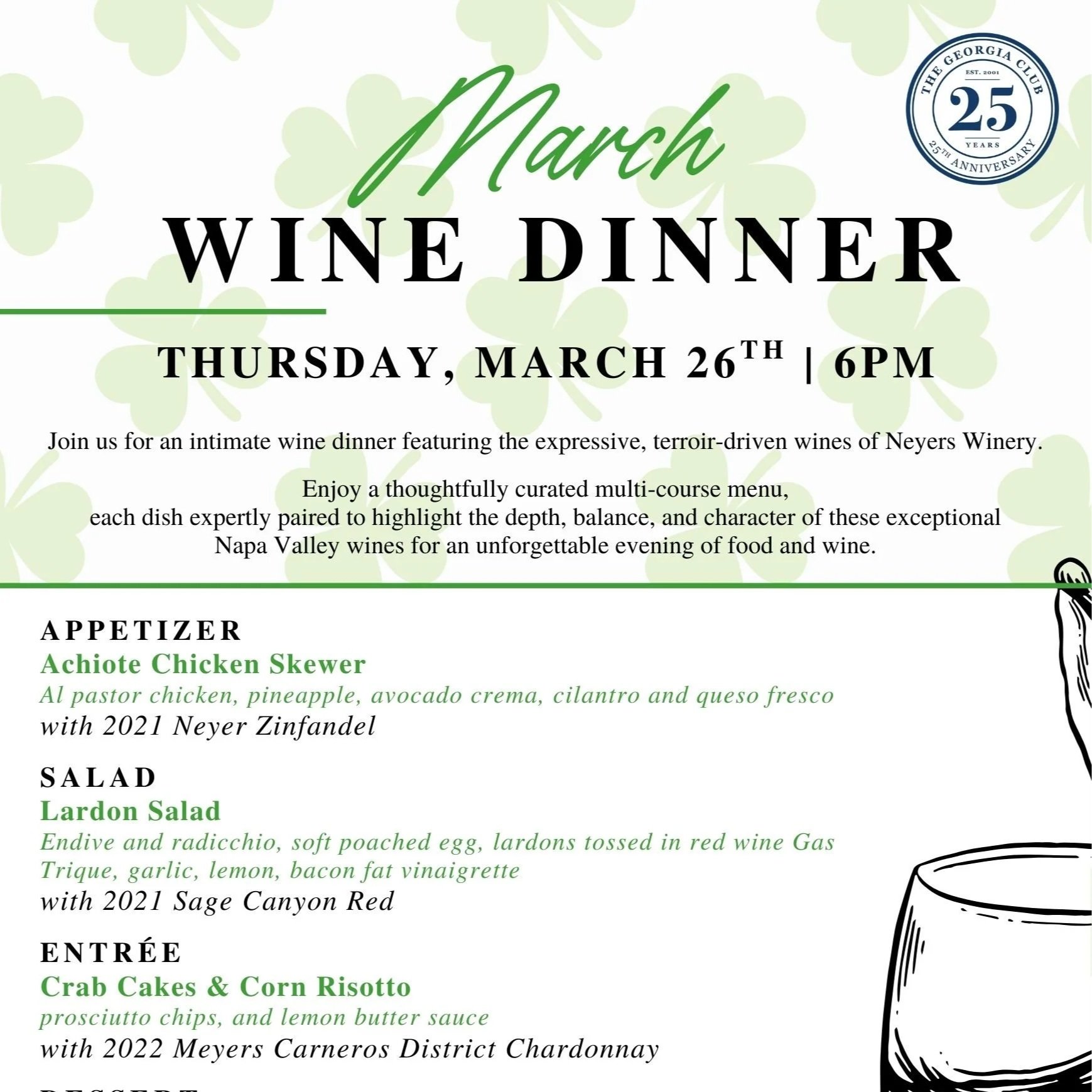 The Georgia Club Members Only Event | Wine Dinner