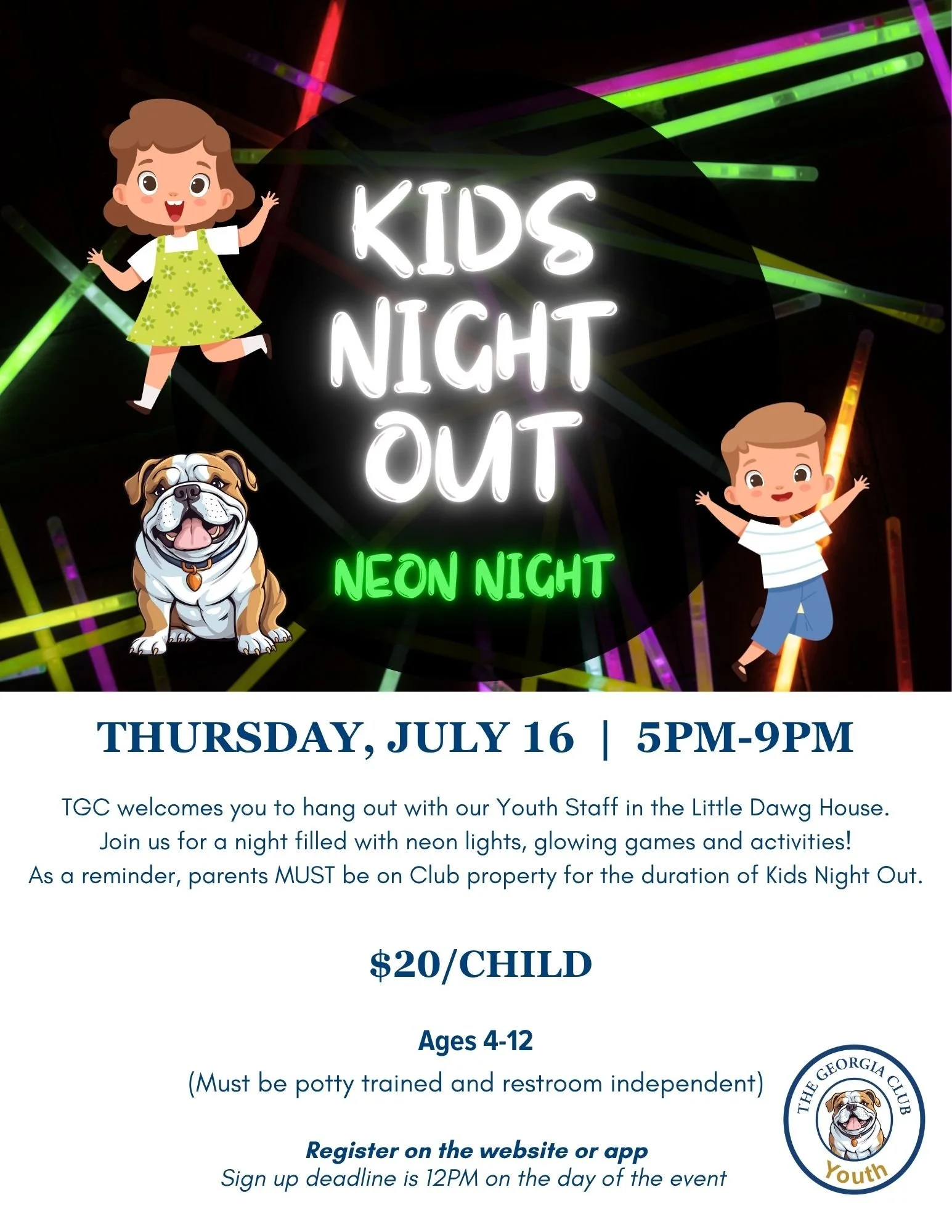 The Georgia Club Members Only Event | Kids Night Out Neon Night