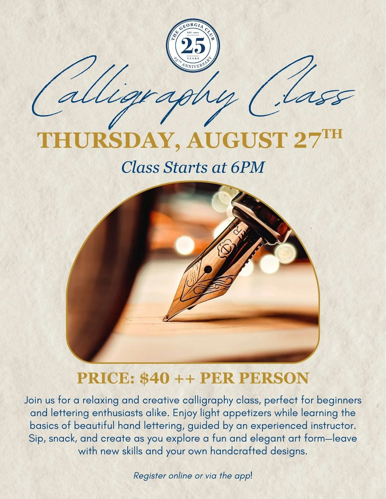 The Georgia Club Members Only Event | Calligraphy Class