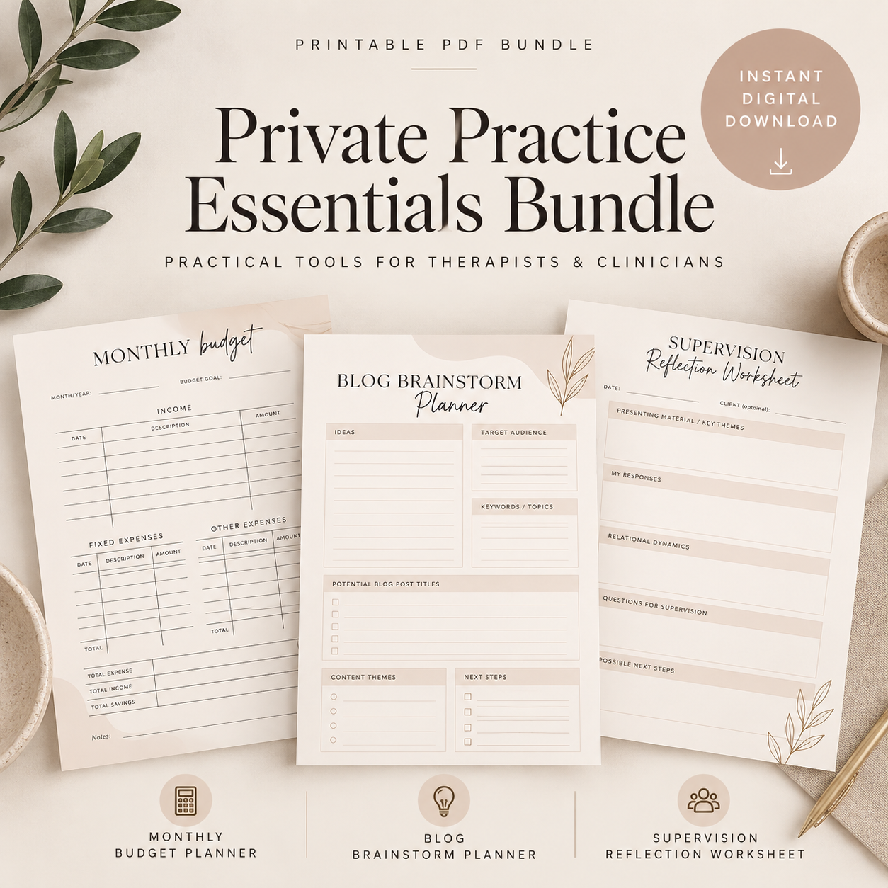 Private Practice Essentials Bundle (Printable PDFs for Therapists & Clinicians)