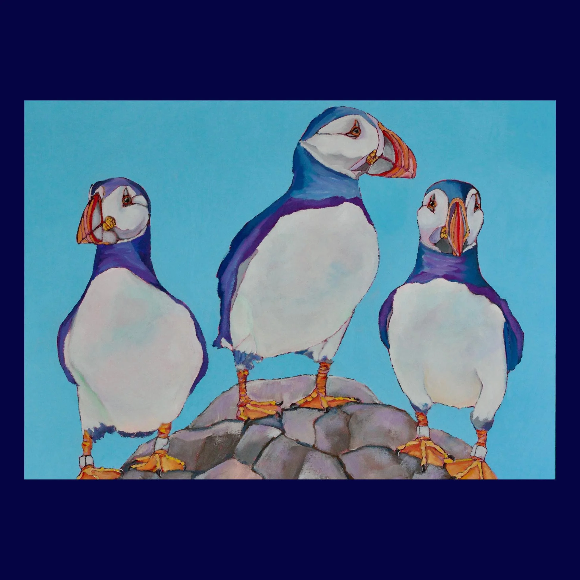 Petite Print - Puffin Trio II 7x5 Giclee Print