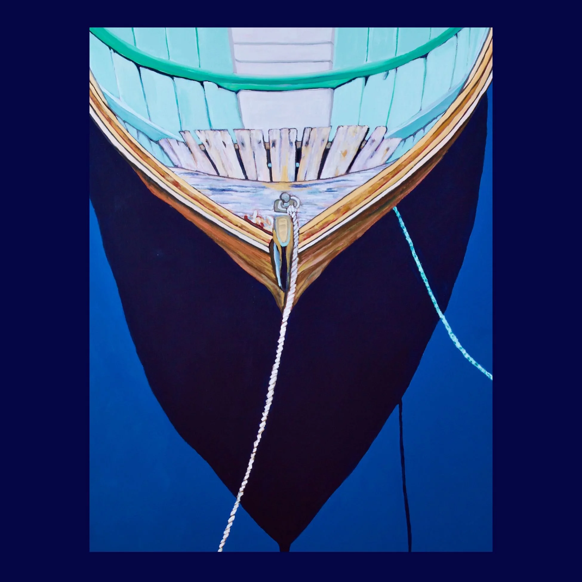 Petite Print - Wooden Boat on Blue Water 5x7 Giclee Print