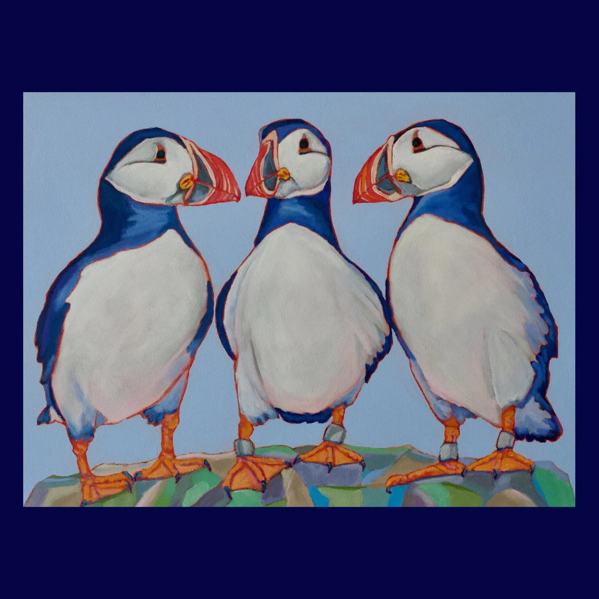 Petite Print - Puffin Trio I 7x5 Giclee Print