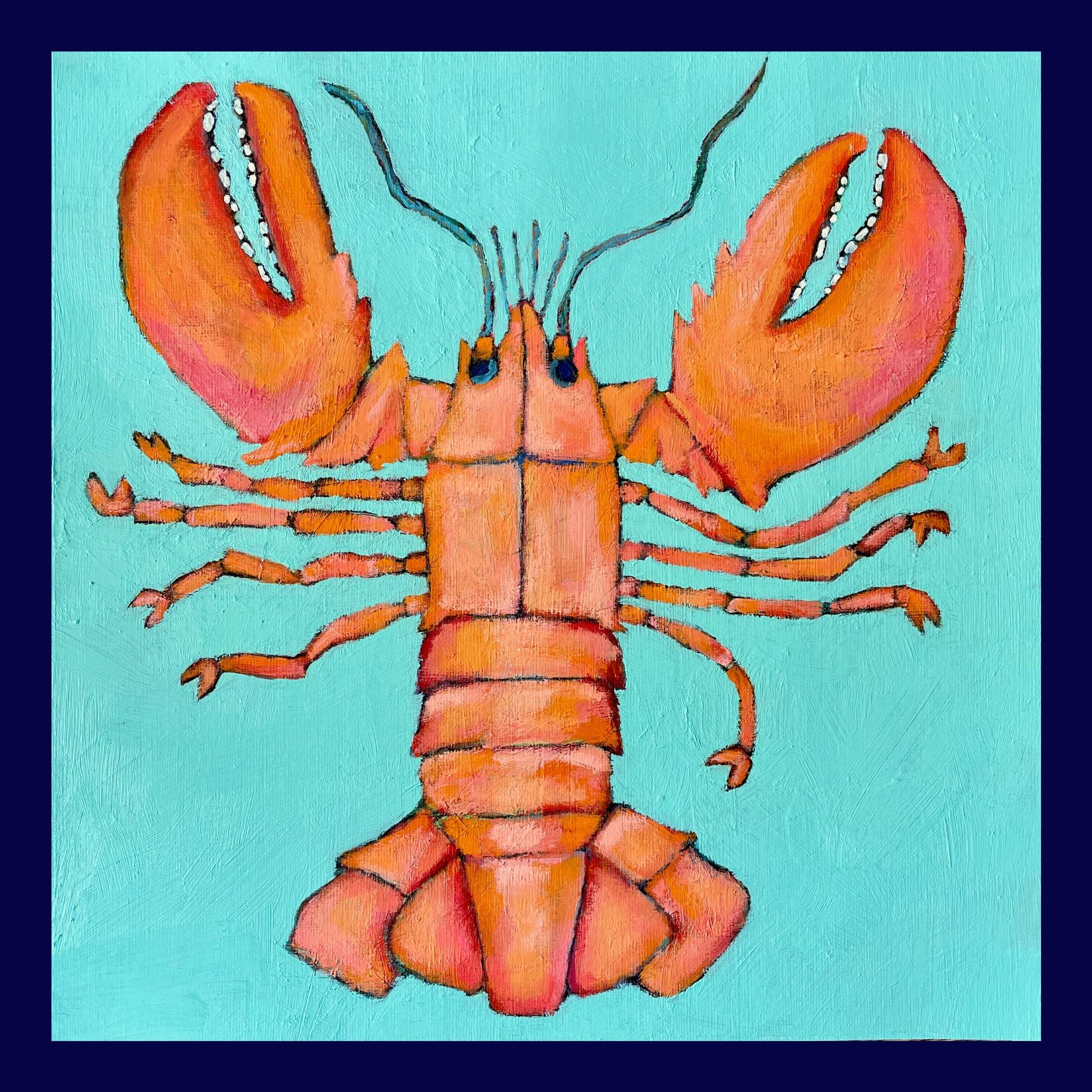 Petite Print - Whole Body Lobster on Light Blue 6x6 Giclee Print