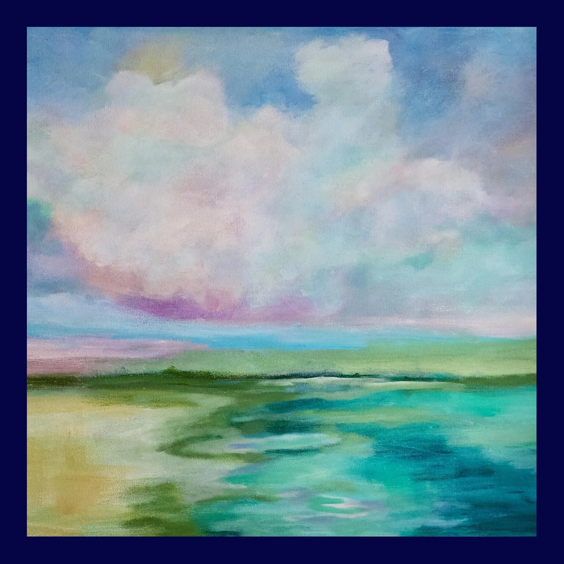 Petite Print - Abstract Sky and Water in Pinks and Greens 6x6 Giclee Print