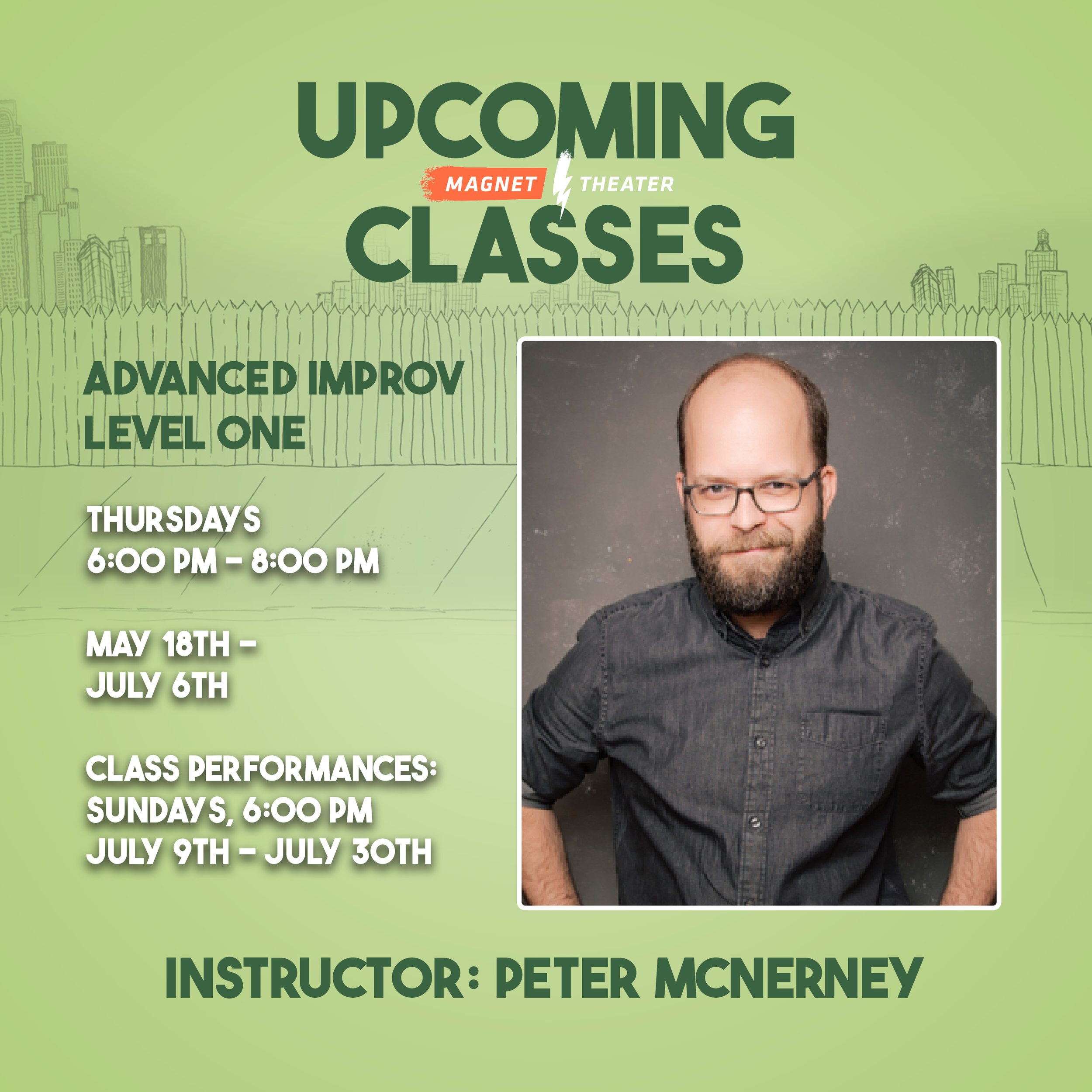 Class announcement for Magnet Theater Instagram.