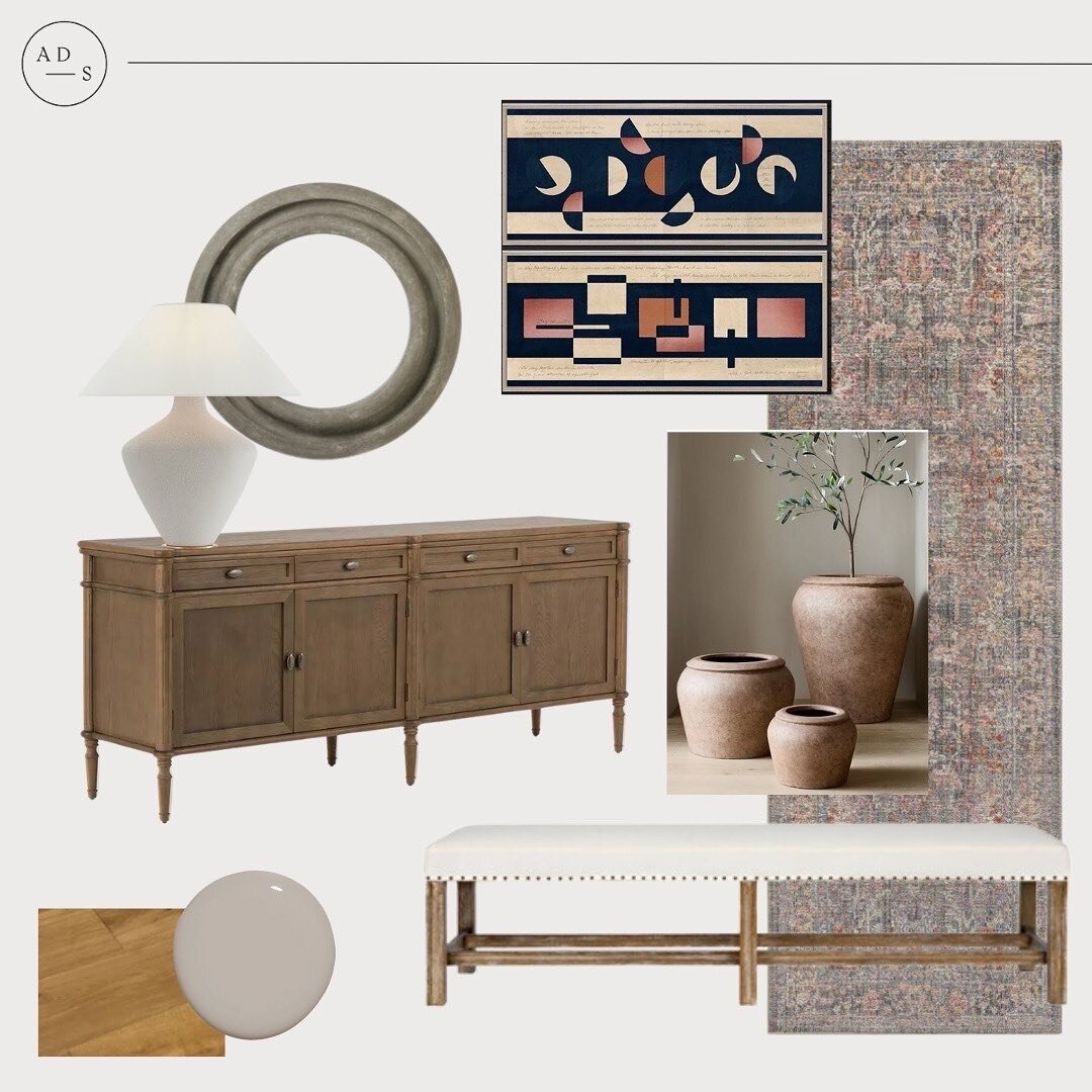 This or that?! ✨ Working on some hallway concepts for out client in La Jolla. What do you prefer? A punchy take on traditional? Or structured and natural with a bit of whimsy? 
⠀⠀⠀⠀⠀⠀⠀⠀⠀
#furnituredesigner #interiorstyling #interiorstylist #interiors