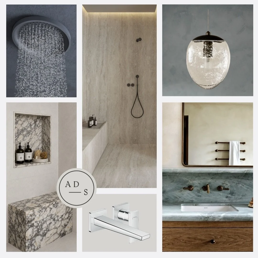 Less noise. More intention.
Stone, wood, and a restrained palette working together to make this primary bath feel calm, deliberate, and unfussy.