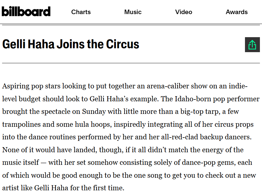 Geli Haha - Billboard - Best of Primavera