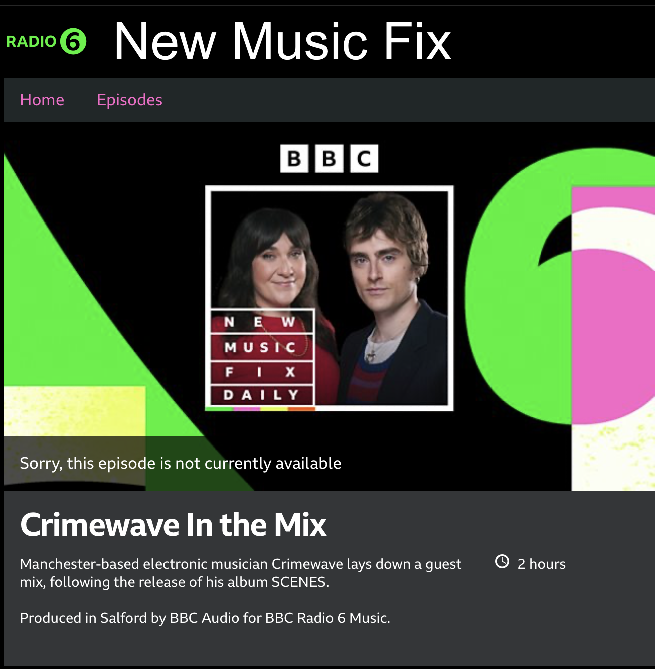 Crimewave - BBC 6 Music - Crimewave In the Mix - 11th December 2025