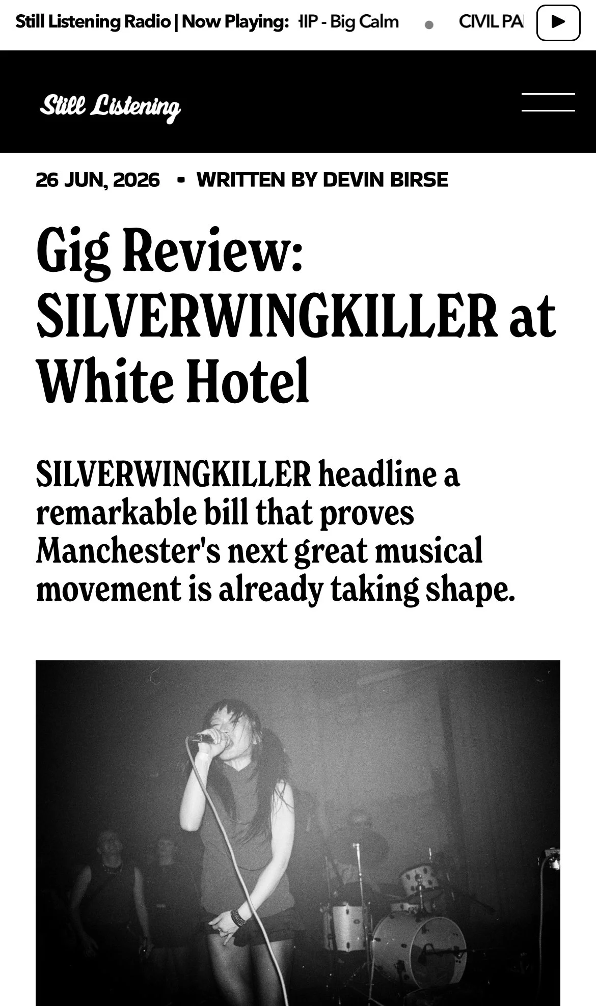 SILVERWINGKILLER - Live Review - Still Listening