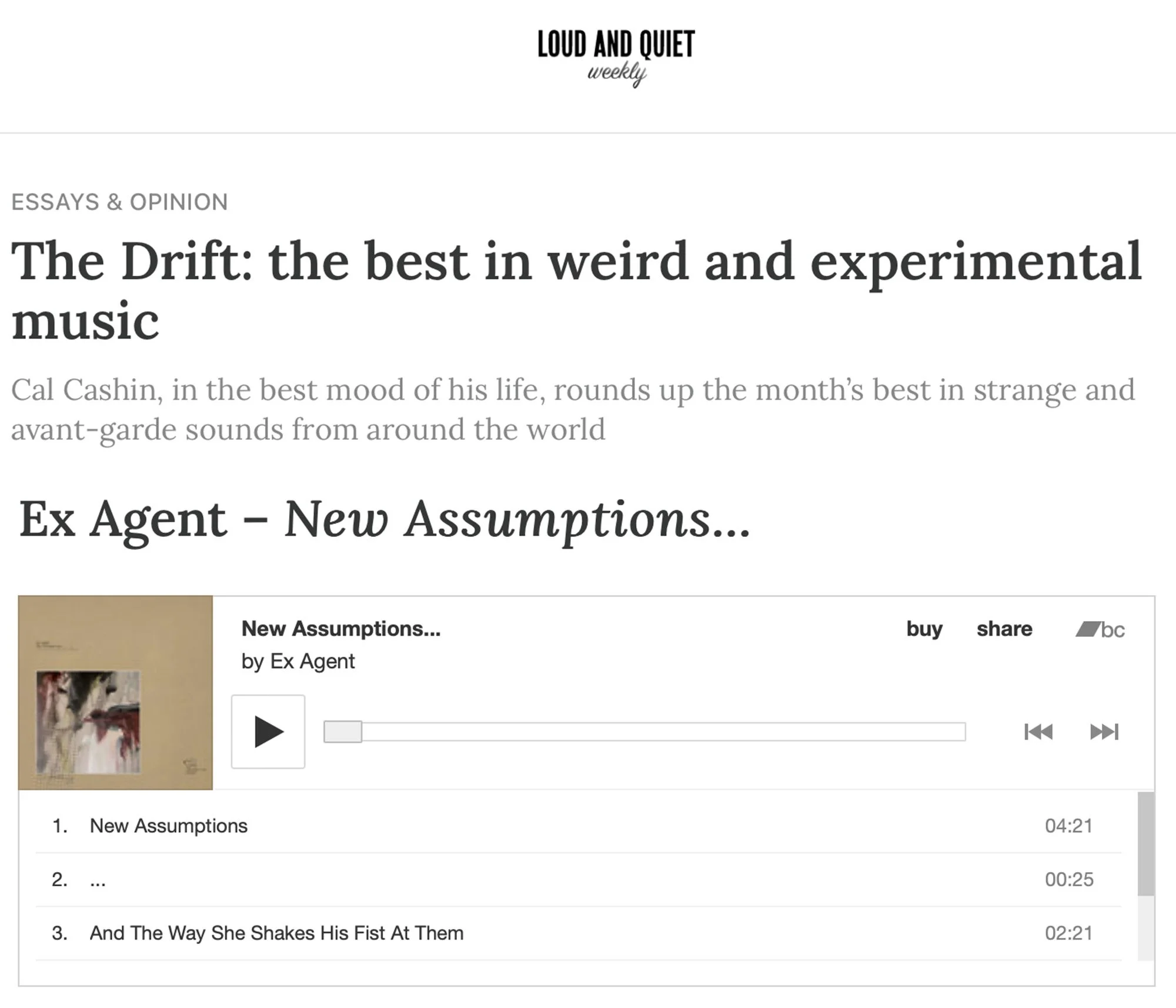 Ex Agent - Loud and Quiet - The Drift - 3rd September 2025