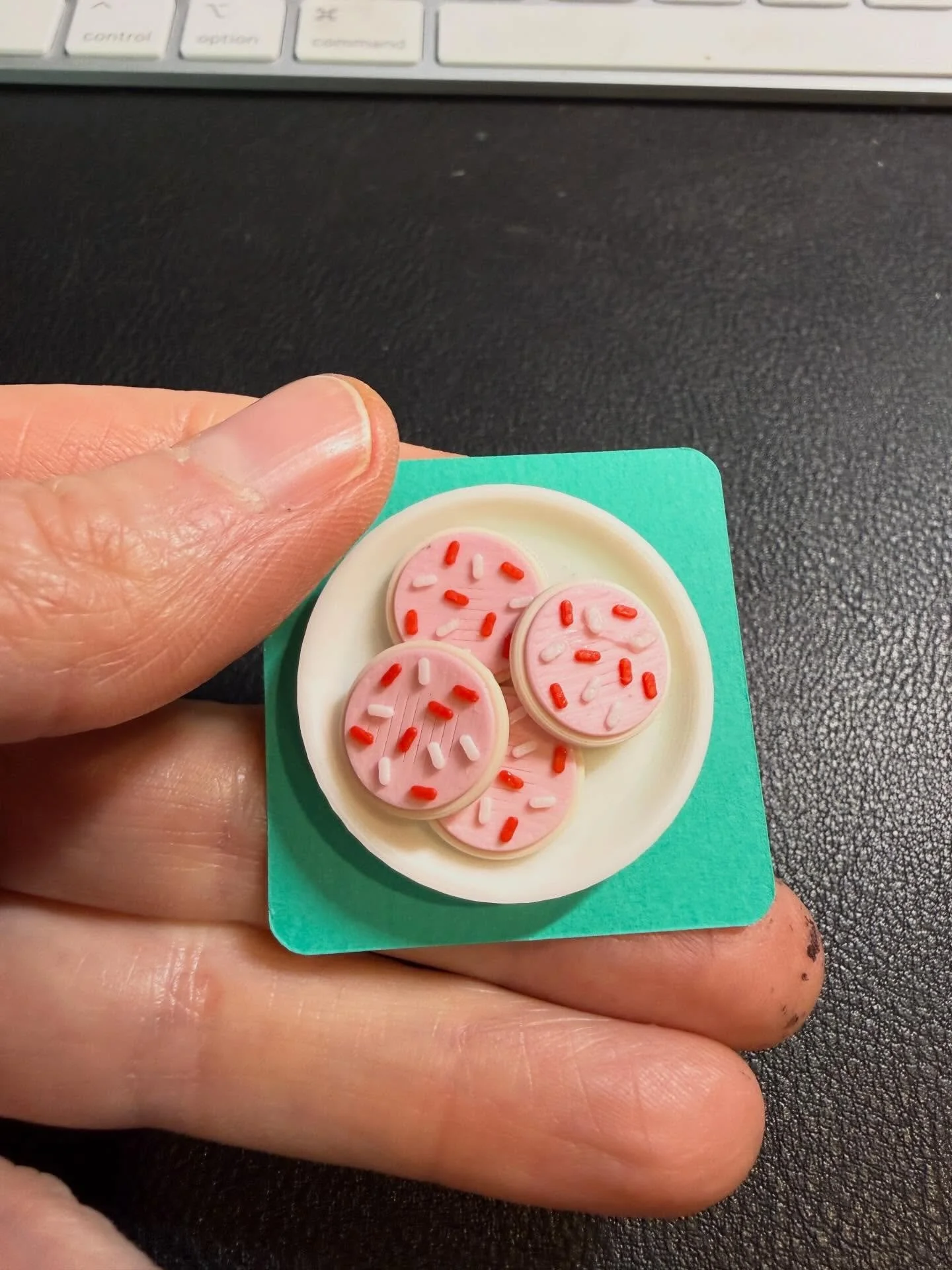 I made some giant versions of these 3D-printed Valentine cookies, which naturally led Charlie to request mini versions and a plate (because miniatures are his true love). He carefully set the teeny cookies on the plate, and I had an instant &ldquo;wa