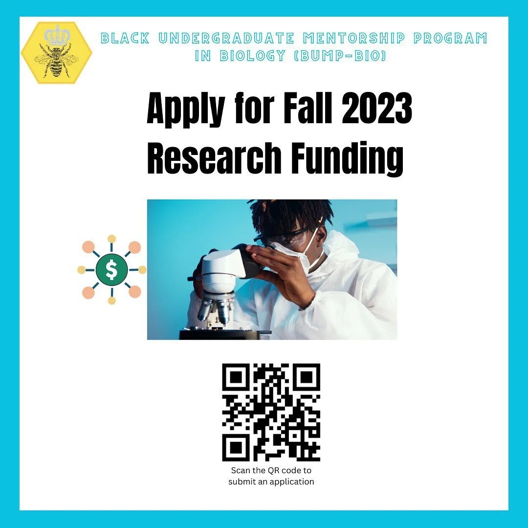 Hey BUMP mentees! Apply now for Fall 2023 research funding. Don&rsquo;t wait too long; funds are allocated on a first-come, first-served basis! ⏰🧬💰​​🏃🏿&zwj;♀️🏃🏿&zwj;♂️