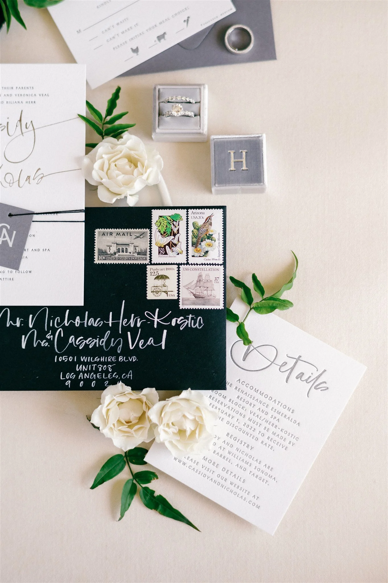 black and white modern wedding invitation
