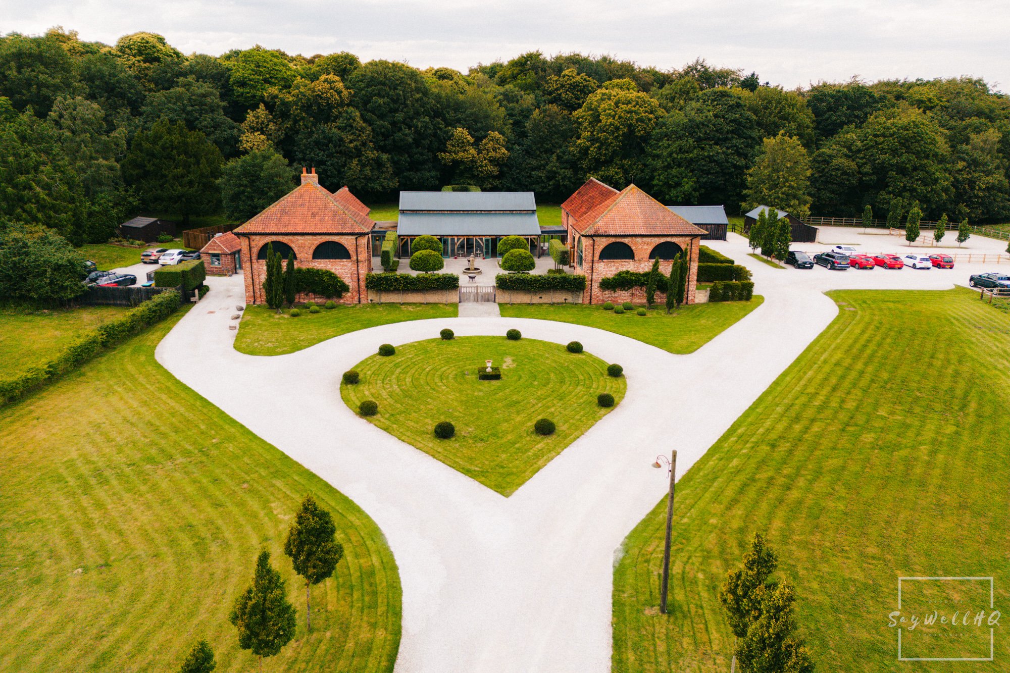 Hazel Gap Wedding Venue Images - Drone image of the grounds of hazel gap