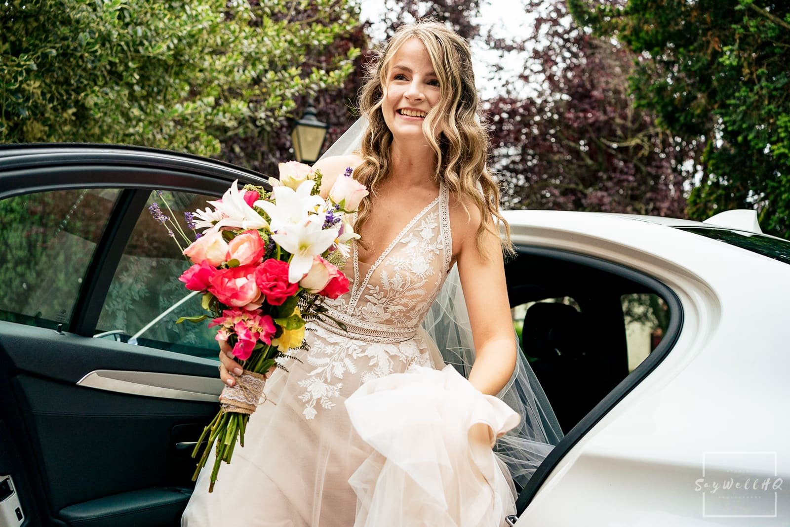 Hereford Church Wedding Photography - Bride and Bridesmaids arrive for the Hereford church wedding