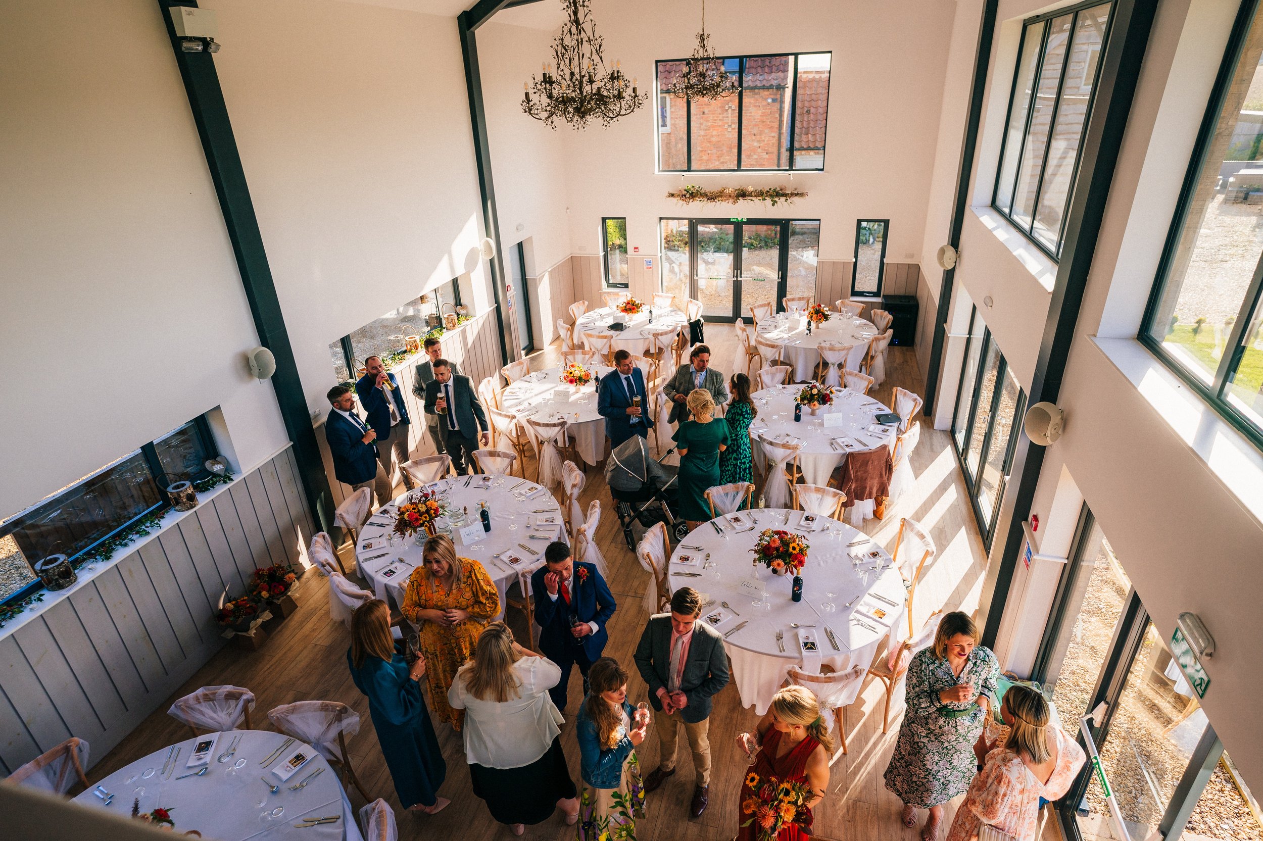 Oddhouse Farm Wedding Photography - photo inside the wedding reception barn