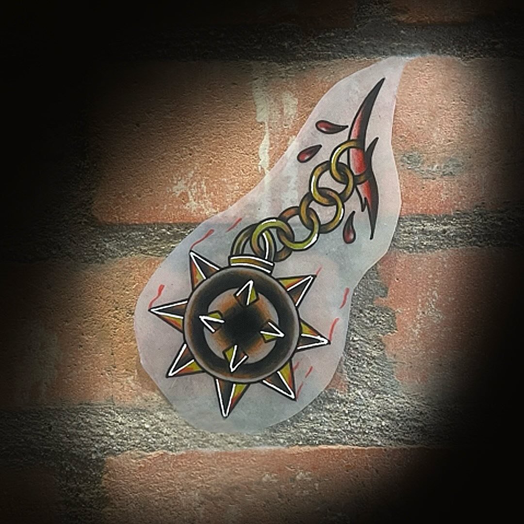 Jesse would love to tattoo this Medieval Flail on you! Contact to claim!

IG: @LinesLikeWine
LinesLikeWine@gmail.com 

#traditionaltattoos #americantraditionaltattoos #tradtats #japanesetradtats #americantradtats #floraltattoos #geometrictattoos #fin