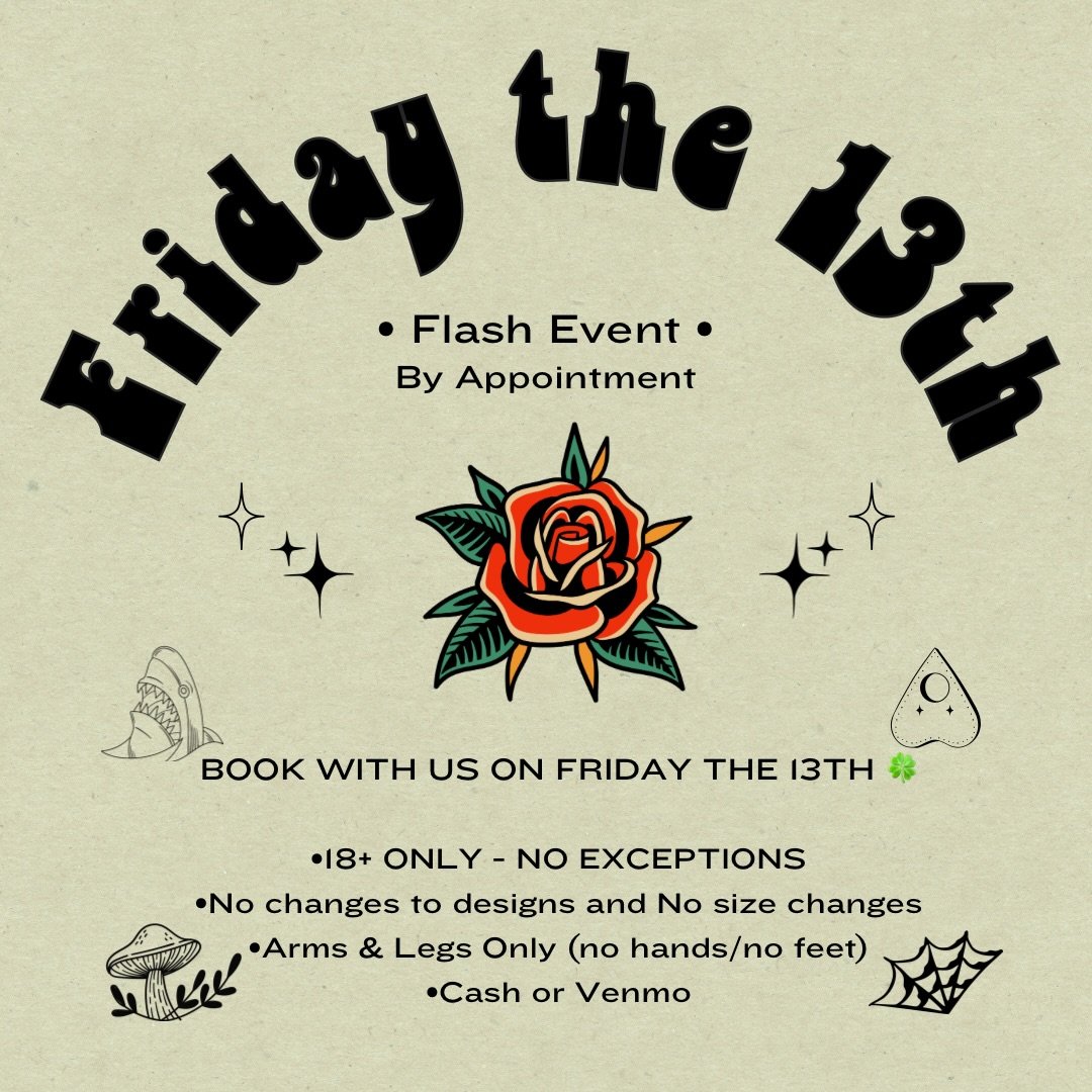 Book with us on Friday the 13th!

@LinesLikeWine 🍷 LinesLikeWine@gmail.com 
@toddshowdown 💀 @toddshowdownflash 

www.LakeviewTattoo.com ⚓️ Contact@LakeviewTattoo.com 

#americantraditionaltattoos #ftcollins #denver #windsor #colorado