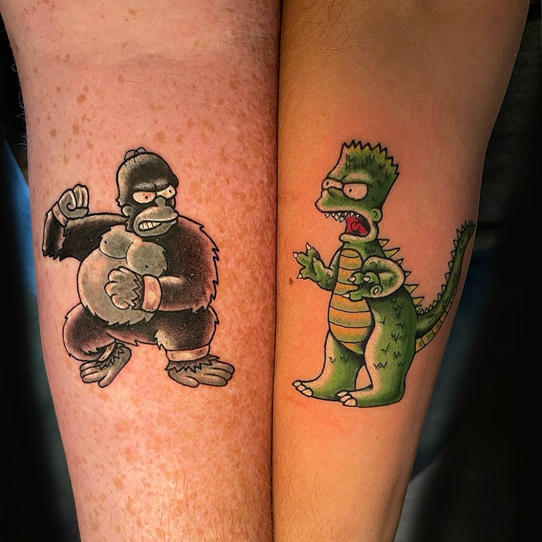 Cool his and hers done by Jesse 

@LinesLikeWine 🍷 LinesLikeWine@gmail.com 
www.LakeviewTattoo.com ⚓️ Contact@LakeviewTattoo.com 

#americantraditionaltattoos #ftcollins #denver #windsor #colorado