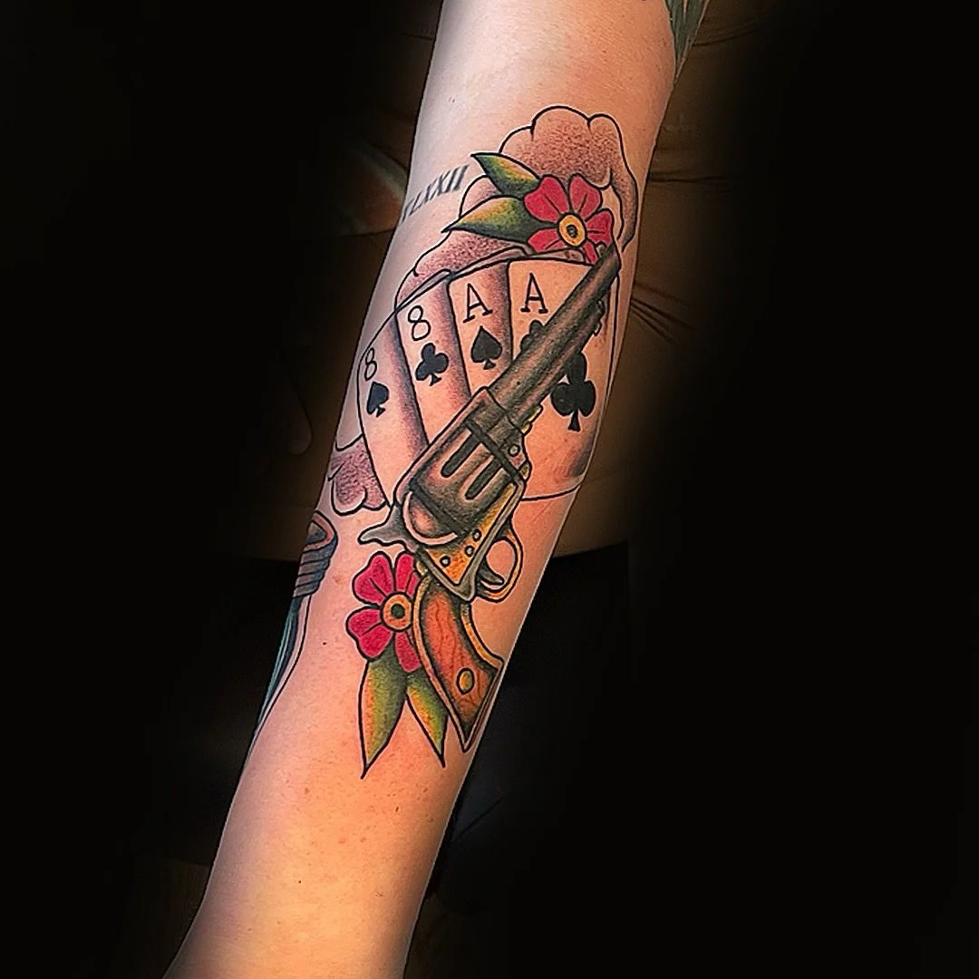 Deadman&rsquo;s Hand done by Jesse

@LinesLikeWine 🍷 LinesLikeWine@gmail.com 
www.LakeviewTattoo.com ⚓️ Contact@LakeviewTattoo.com 

#americantraditionaltattoos #ftcollins #denver #windsor #colorado