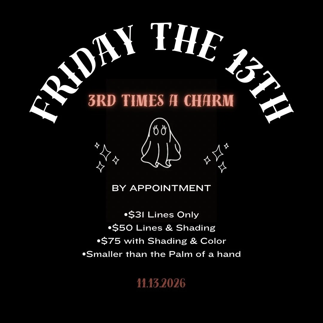 The 3rd and final Friday the 13th of 2026 is coming!!!

Flash designs will be released soon&hellip;
Book your appointment today - no deposit required!

@LinesLikeWine 🍷
@toddshowdown 💀
@mrs.sterncastle 🏴&zwj;☠️

www.LakeviewTattoo.com ⚓️ Contact@L