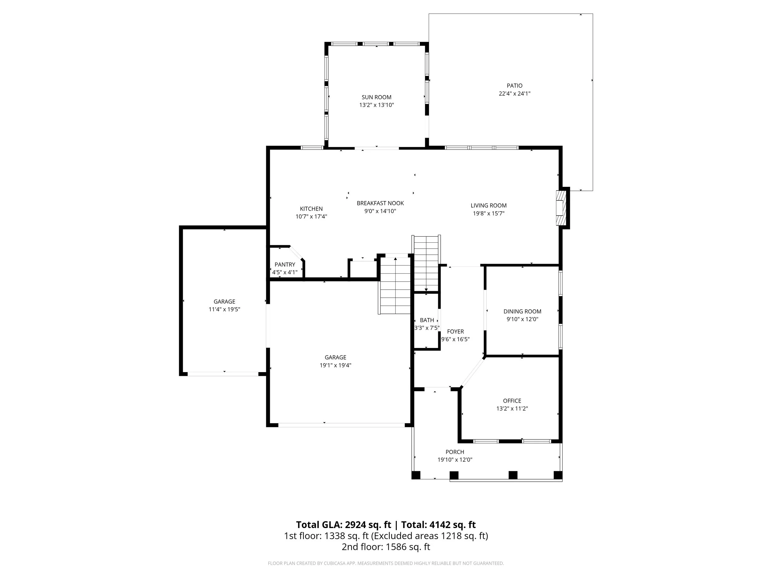First floor plan with dimensions for 8012 NW Meadows Drive, Stokesdale, NC 27357. 1,338 sq ft. Listed by Delia Knight, REALTOR® with Howard Hanna Allen Tate Real Estate.