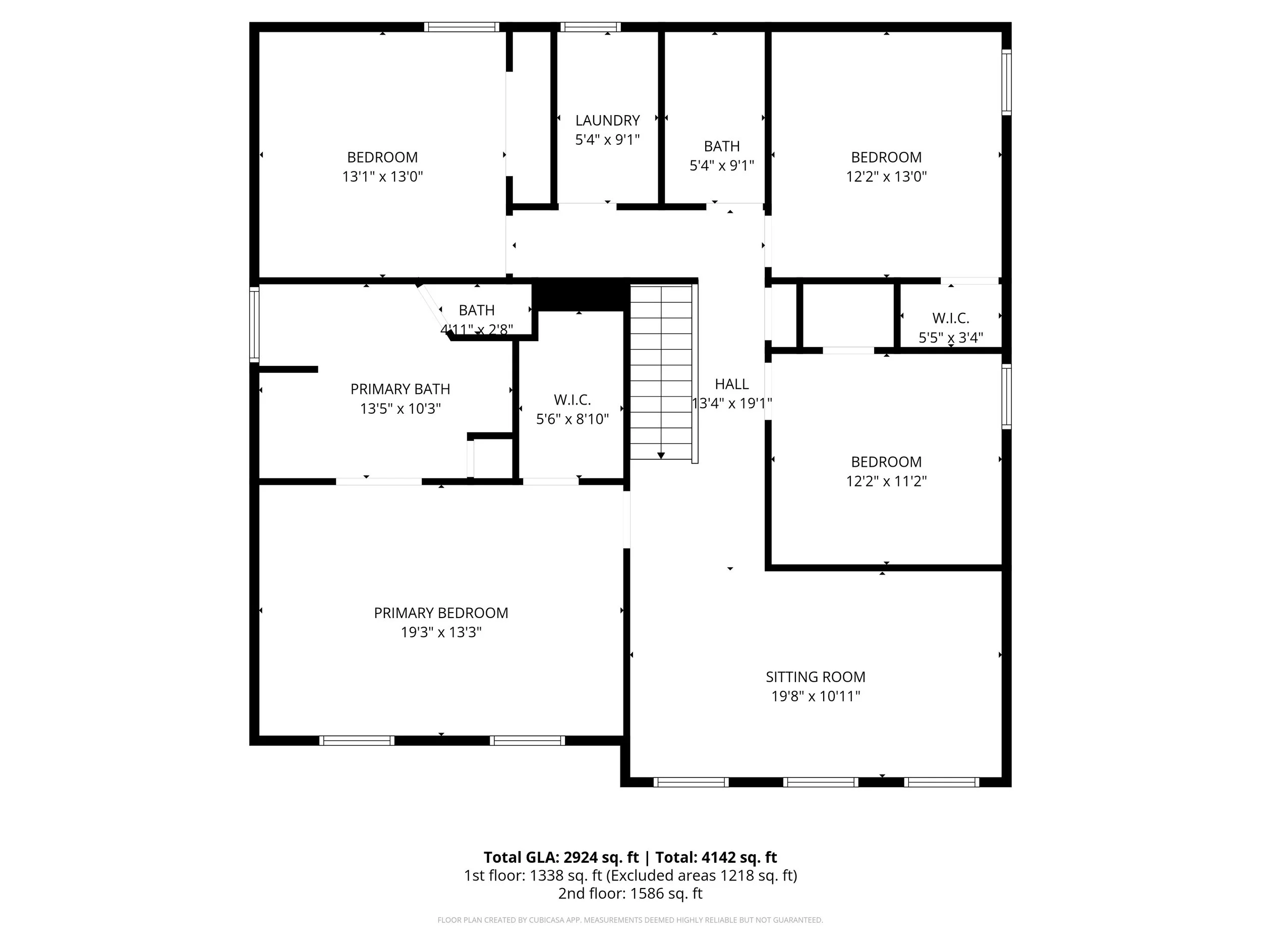 Second floor plan with dimensions for 8012 NW Meadows Drive, Stokesdale, NC 27357. 1,586 sq ft. Listed by Delia Knight, REALTOR® with Howard Hanna Allen Tate Real Estate.