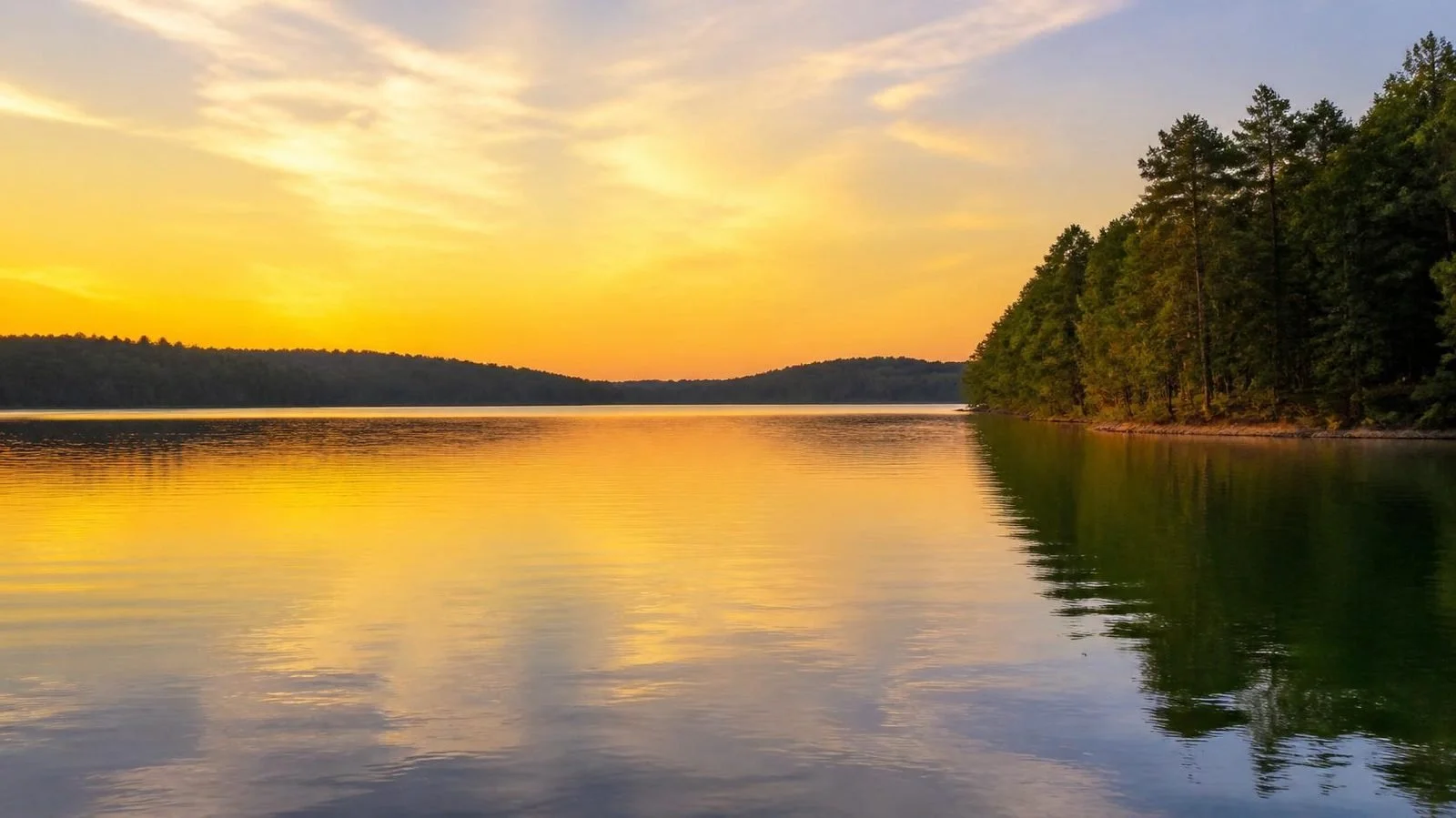 Scenic lake view near Reidsville in Rockingham County, North Carolina