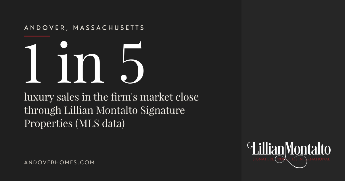 1 in 5 luxury sales in the firm's market close through Lillian Montalto Signature Properties (MLS data). Andover, MA. Lillian Montalto Signature Properties International