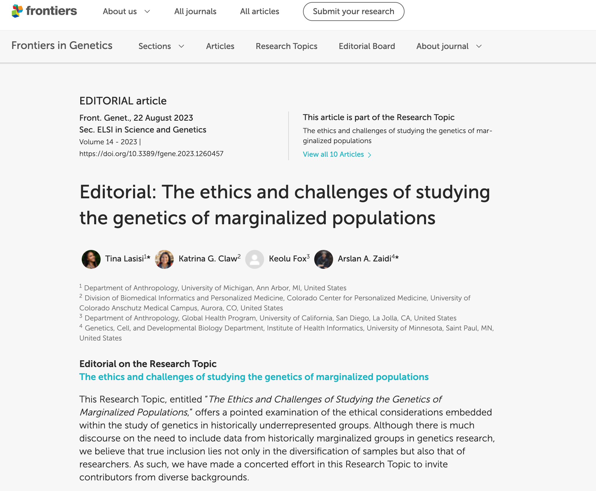 Special Issue on Ethics of Genetics