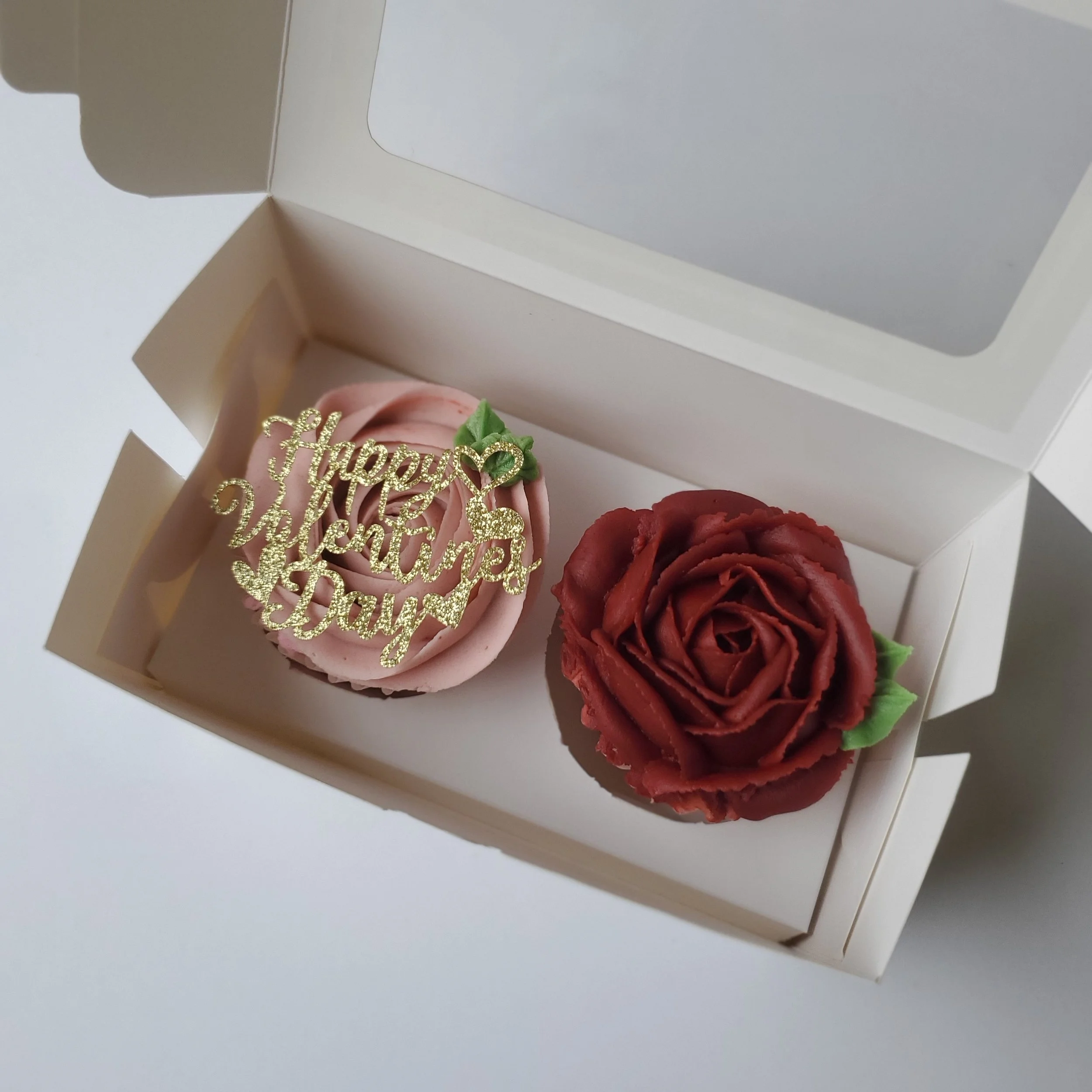 valentine's floral cupcakes box of 2